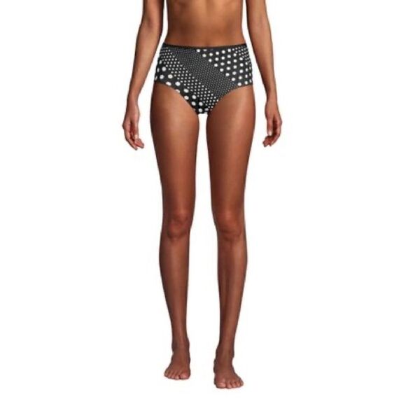 Land’s End Plus Regular reversible bikini bottom black diagonal Polka Dot Var - Picture 1 of 9